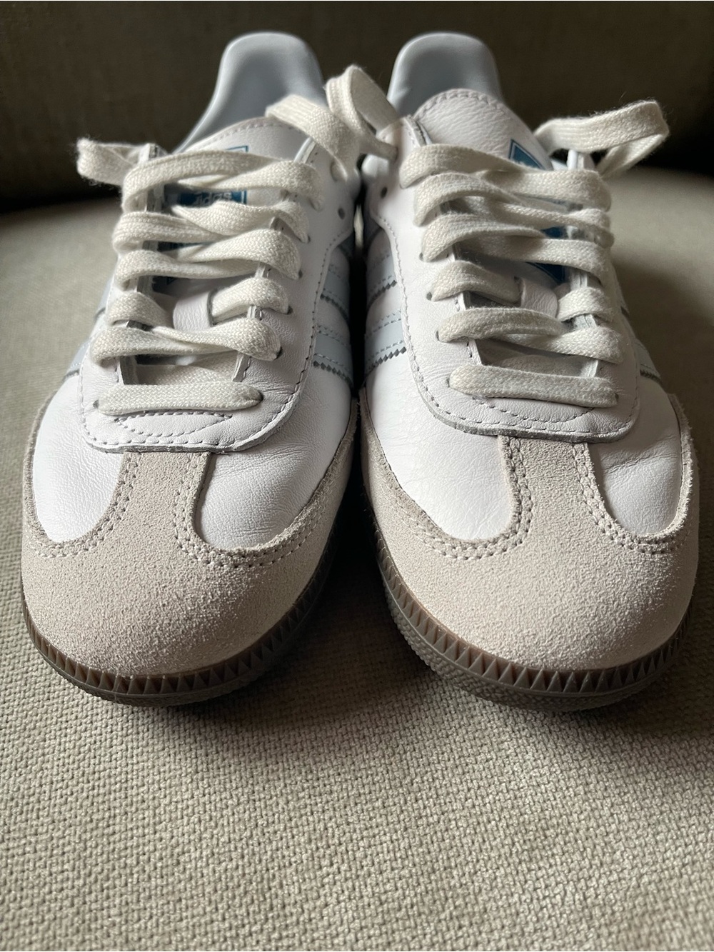 Adidas Samba OG White & Light Blue Gum Sole Sneakers
